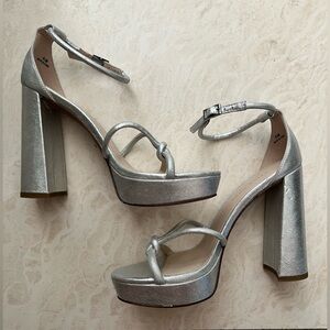 Pelle Moda Gilian Silver Suede Heels